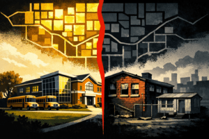 Property tax school funding. Division of opportunity in education